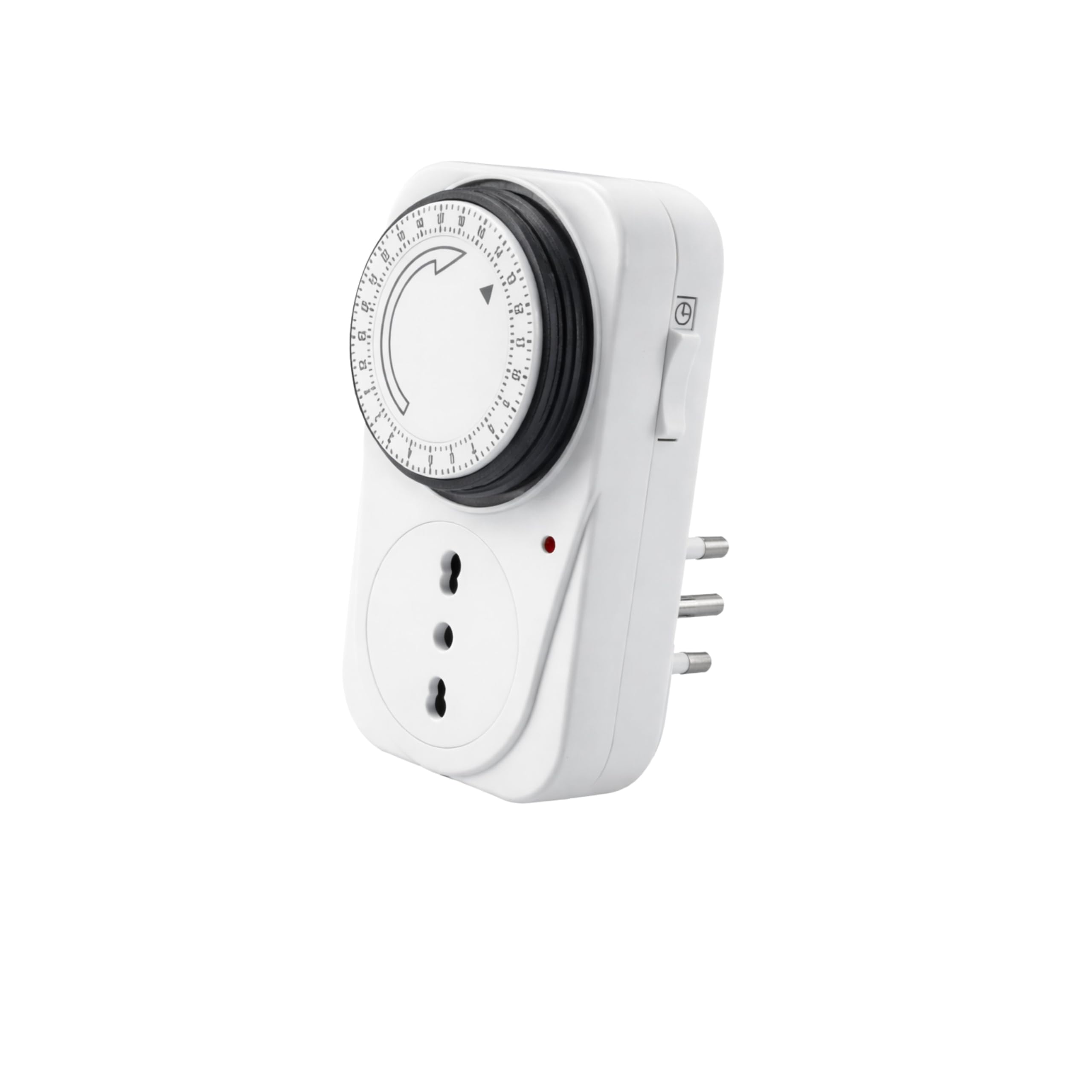 Prise électrique avec minuterie mécanique journalière – Programmateur horaire 24 h avec disque à secteurs, prise 10/16 A, 250 V – jusqu'à 3680 W – pour lumières, appareils ménagers et automatisation