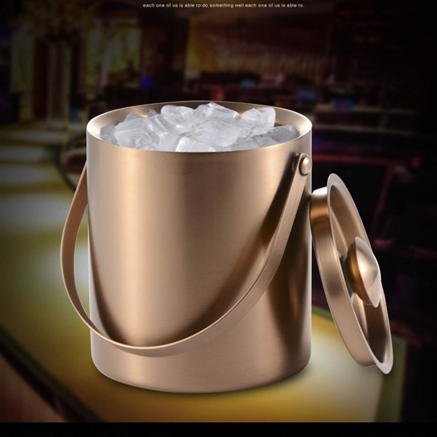 Cubitera Botella Vino Cubo de Metal para Hielo, Cubo de Acero, contenedor de Almacenamiento para Cubitos de Hielo con Tapa, enfriadores, Botella de Vino, champán y Cerveza