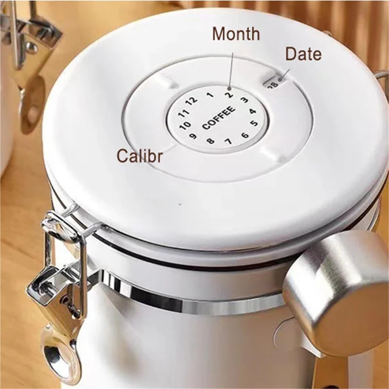 KaffeebohnenbehäLter Aus Edelstahl Vakuum-Aufbewahrungsbehälter for Kaffeebohnen mit großer Kapazität, luftdichter Behälter aus Edelstahl FüR Kaffeebohnen, Kaffeepulver(18.7cm*12cm)