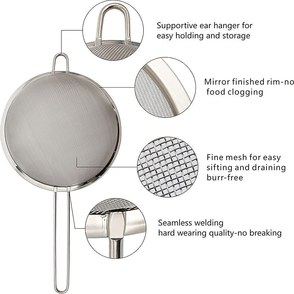 Edelstahl Mehlsieb - Feines Küchensieb 25cm Für Backen & Kochen