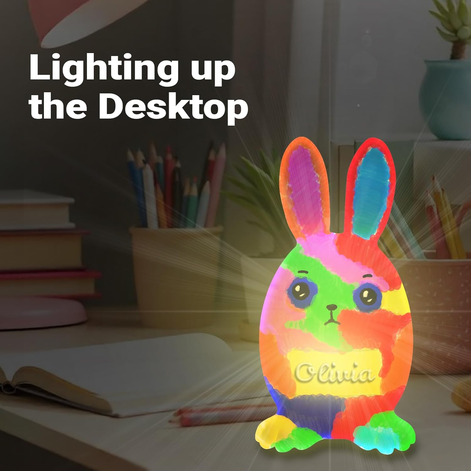 Paint Your Own Bunny Lamp Kit: DIY Easter Gifts for Kids, Easter Basket Stuffers Essentials, Arts and Crafts Kit for Kids, Custom Name Egg Night Light, Birthday Gifts for Boys Girls Ages 3 4 5 6 7 8+