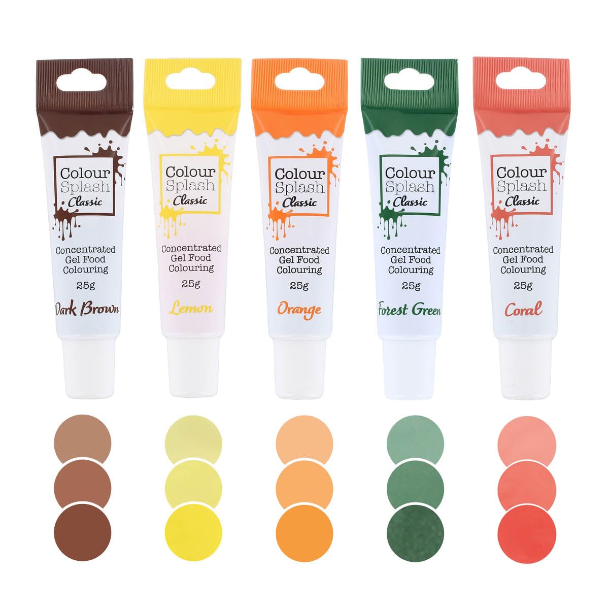 Colour Splash Food Colouring Gels, Naturals 5 Pack, Highly Concentrated Gels, Easy to Use Squeezy Tubes, Transform Plain Cakes Into Bright, Eye-Catching Creations - Multipack