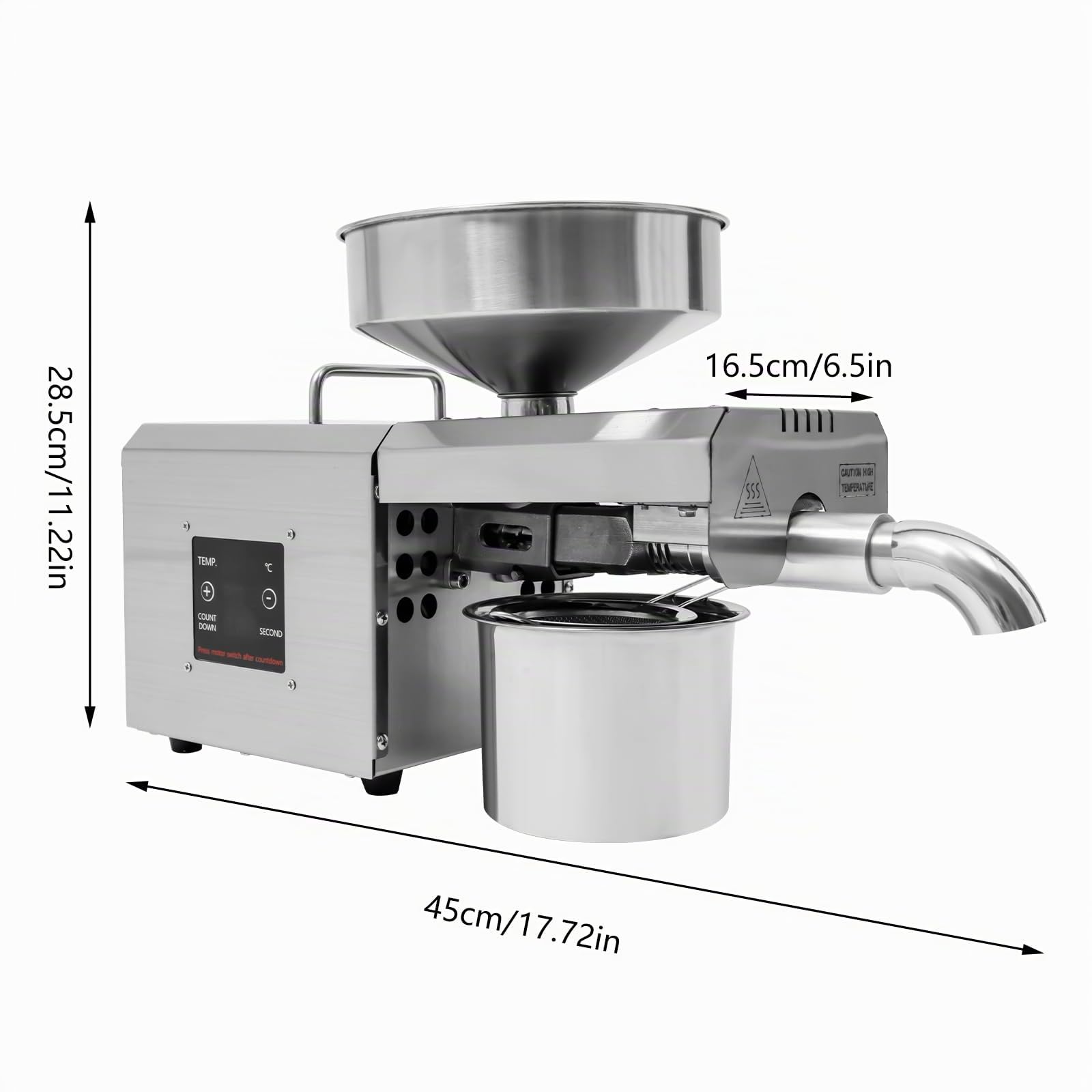 Prensa de Aceite Eléctrica, 610W Prensa Aceite, Máquina Automática Prensado Aceite Hogar Dos Modos Frío y En Caliente, Máquina de Prensar Eléctrica Equipado con Termostato