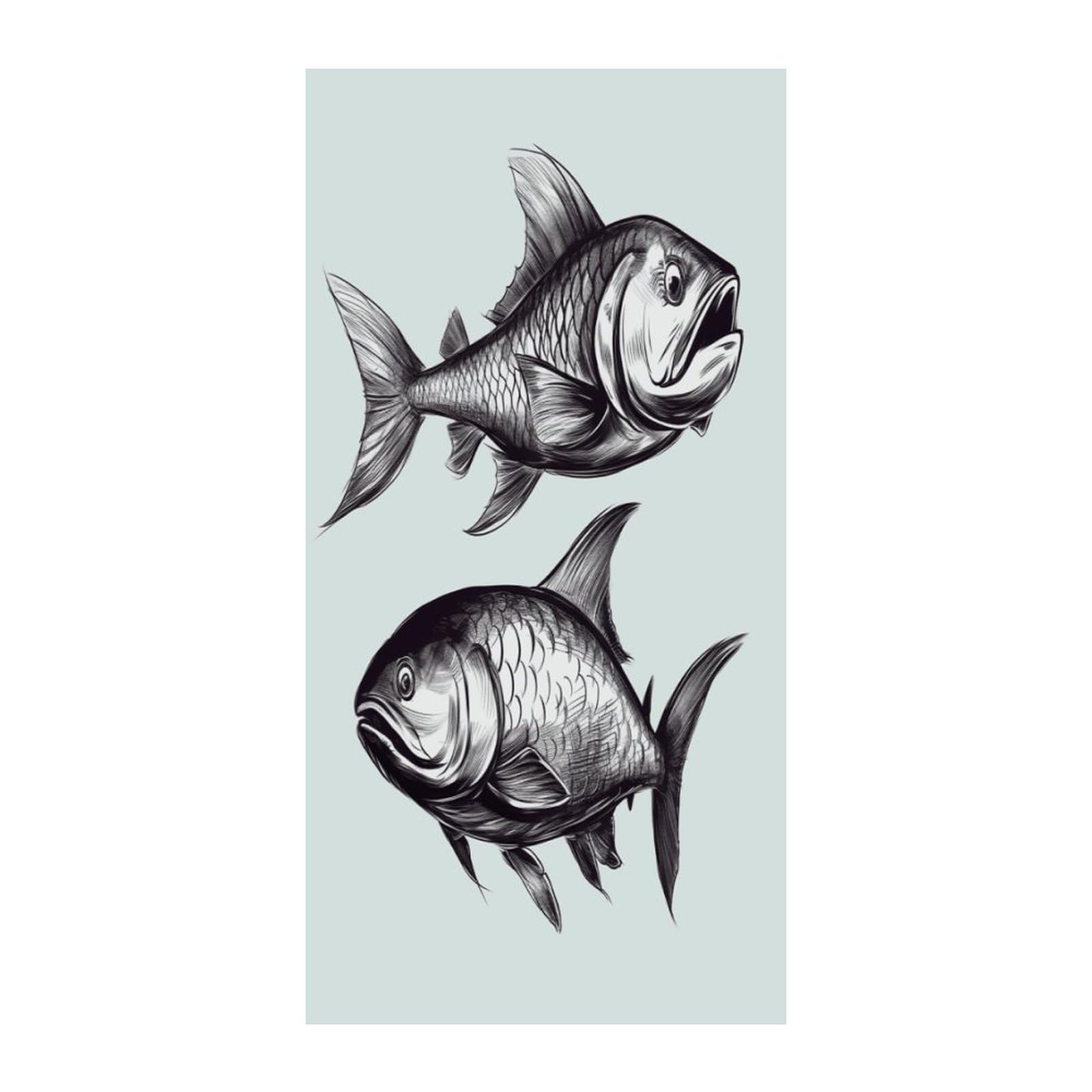 Adfgyerh Style Sketch Fish Curtains，Polyester Blackout Extra Wide，Door Curtain， 35.4X 70.9 Inch For Temporary Room Dividers Bedroom Living Room，Room Darkening Curtains ，For Doorway Privacy For Wall Hanging Decorat