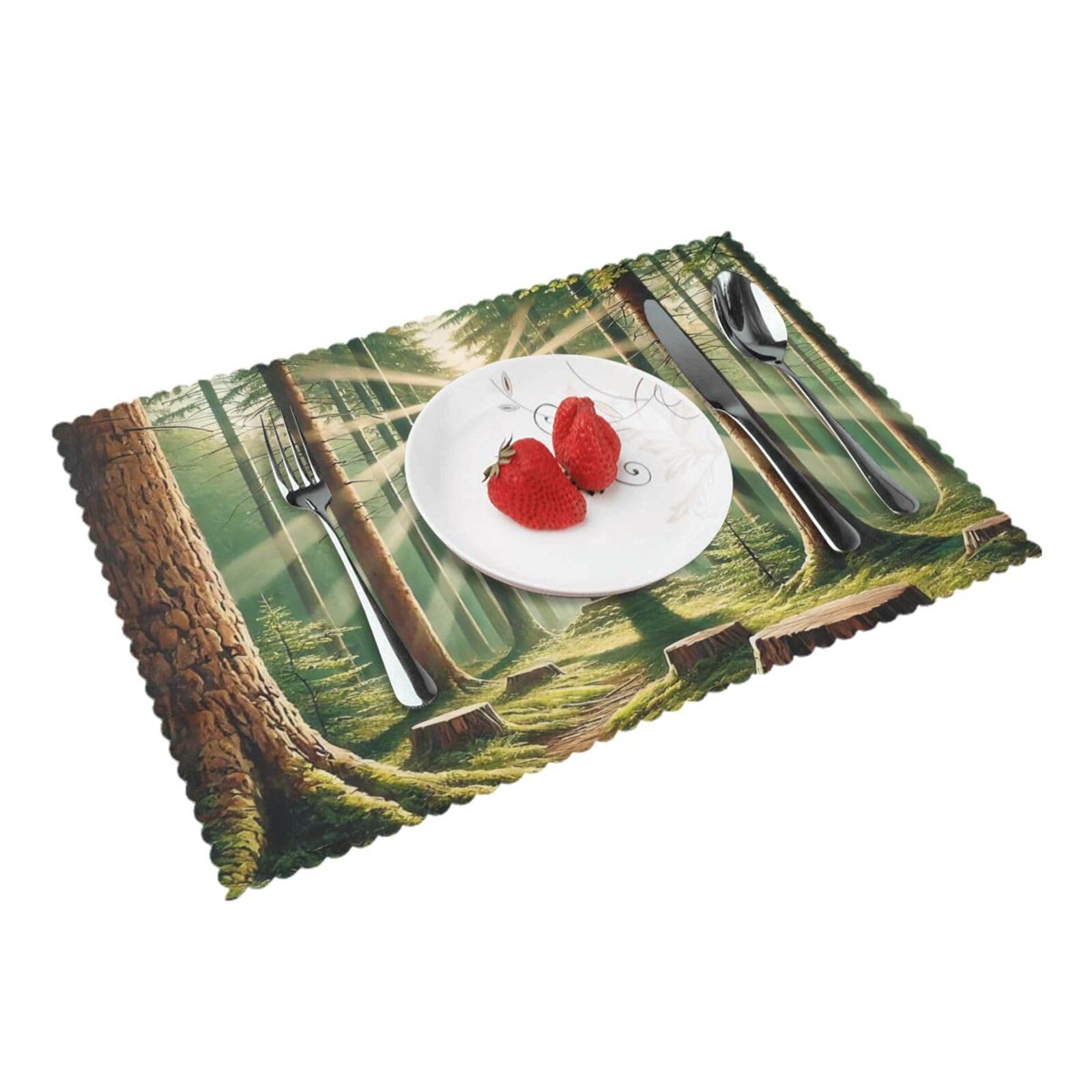 Cross Woods Placemats Set of 4 Print Table Mats Place Mats Table Decor for Kitchen Dining 12X18 in