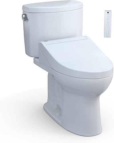 TOTO WASHLET+ Drake II - Asiento de bidé alargado de dos piezas de inodoro y WASHLET+ C5, algodón blanco - MW4543084CEFG#01