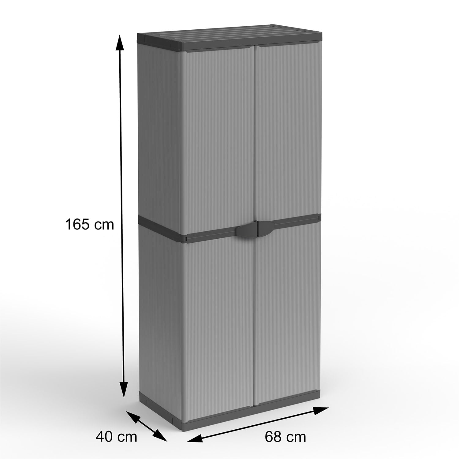 Armadio da Esterno 68x40x165 cm 2 Ante 4 Ripiani in Resina Grigio