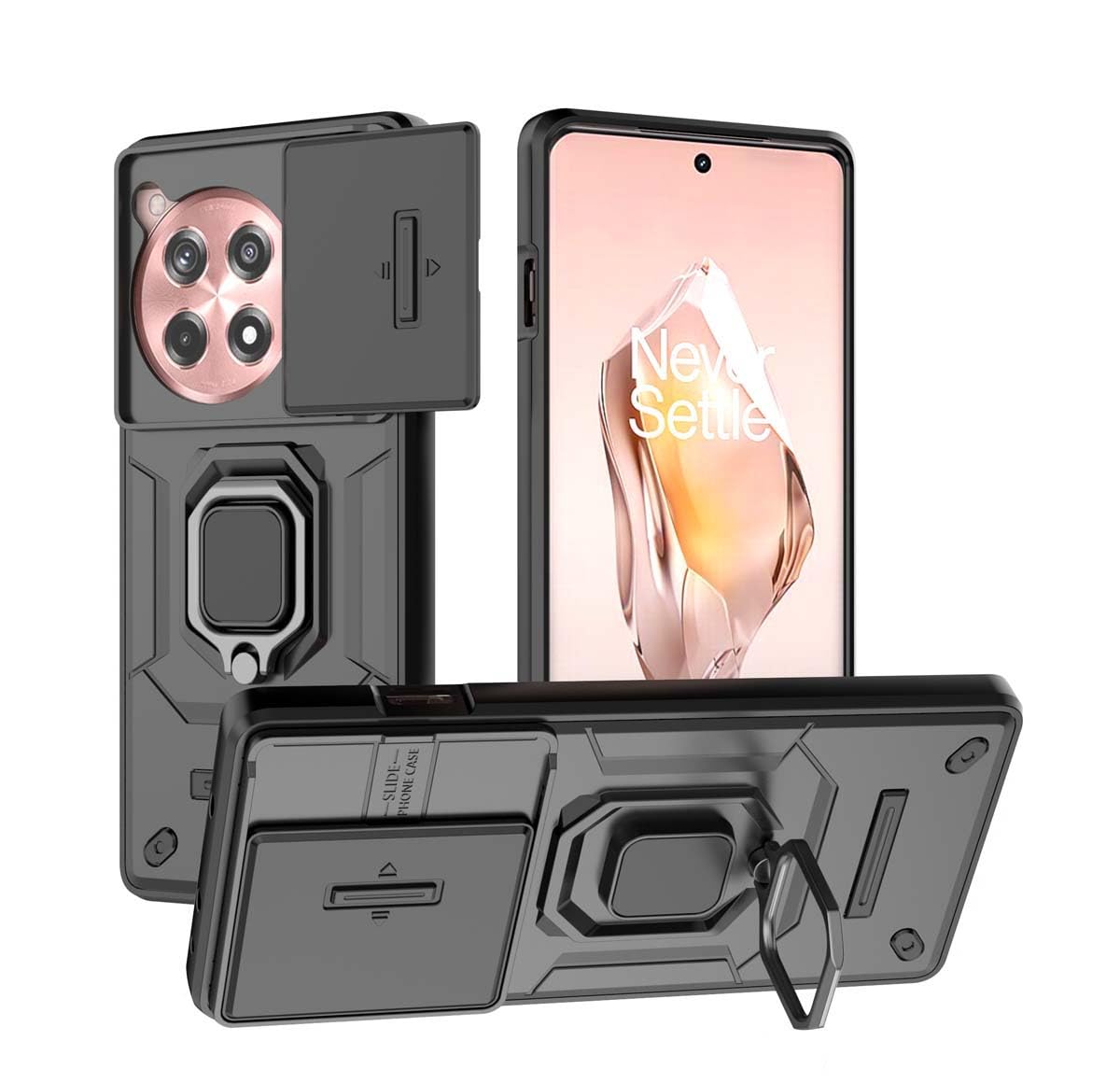 Lustree Back Cover For Military Anti-Drop Shockproof With 360° Metal Bracket And Sliding Camera Cover For Oneplus 12R - Blac, Black (B0D2DB1R95) Amazon Price History, Amazon Price Tracker