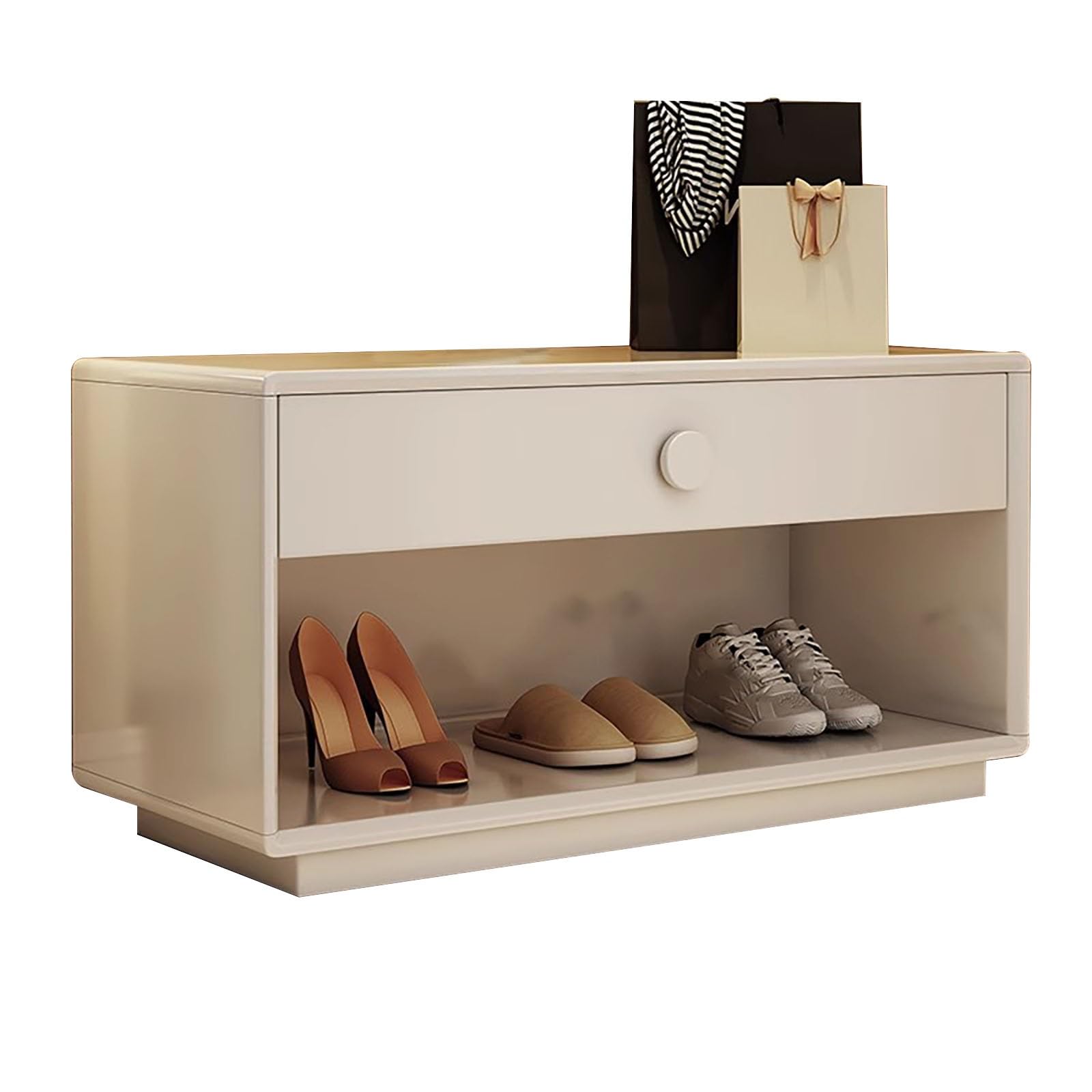 Banc à chaussures blanc style milieu du siècle pour une déco moderne