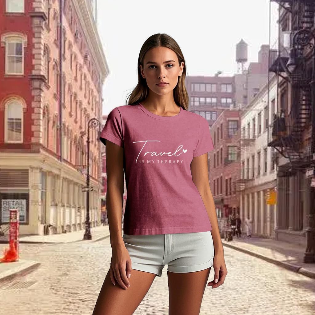 Travel Shirts for Women Travelers Trip Shirts Traveling is My Therapy Tees - Image 4