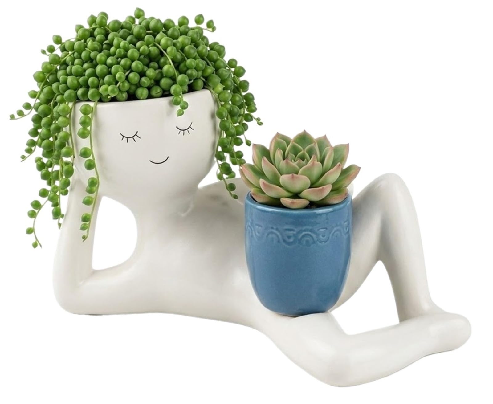 HUFENYU Lazy Guy Planter Pot Goofy Relax to Sleepy Funny Plant Pots