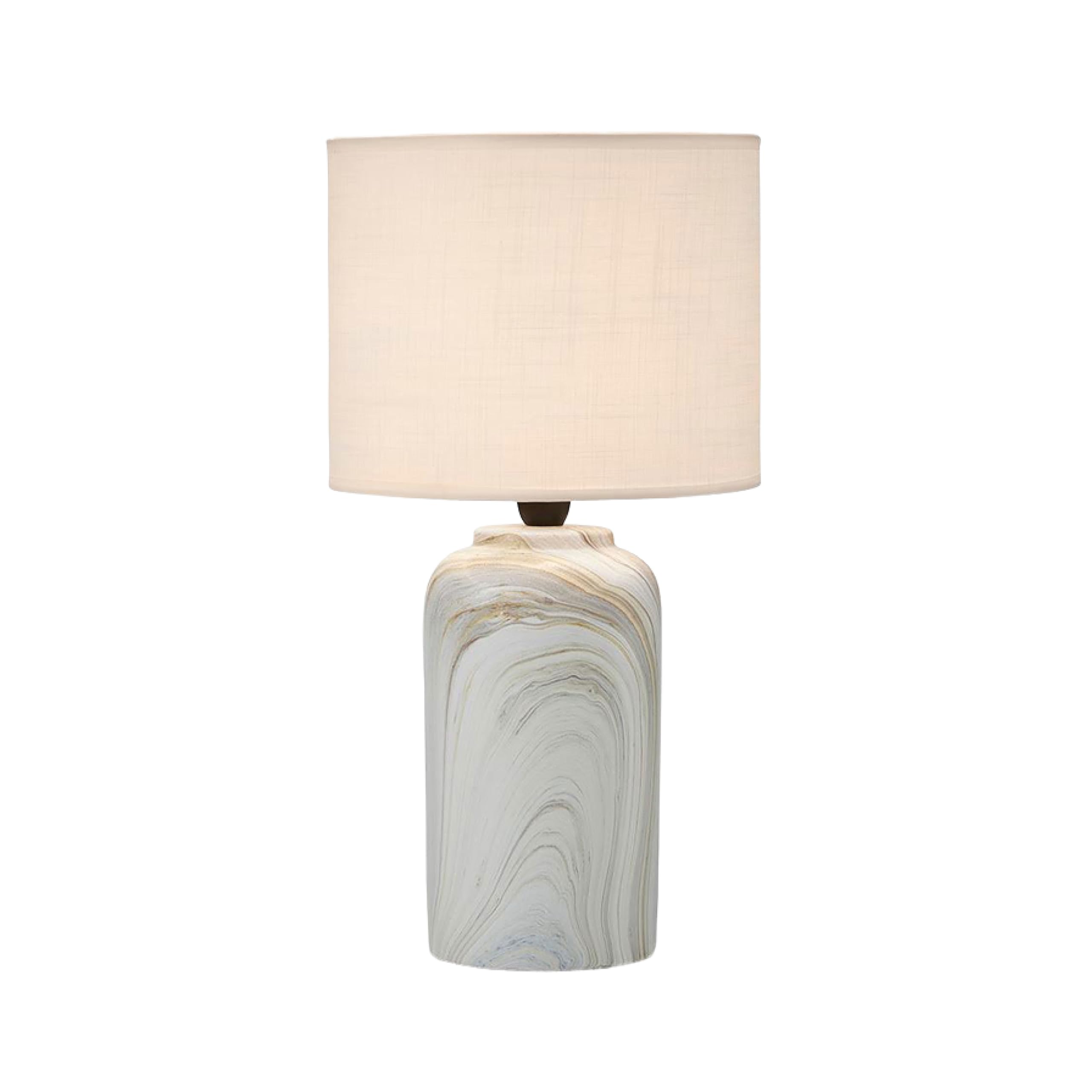 WAABI-SAABI Porcelain Table Lamp With Linen Shade | Bedside and Desktop Lamp | Home Decor