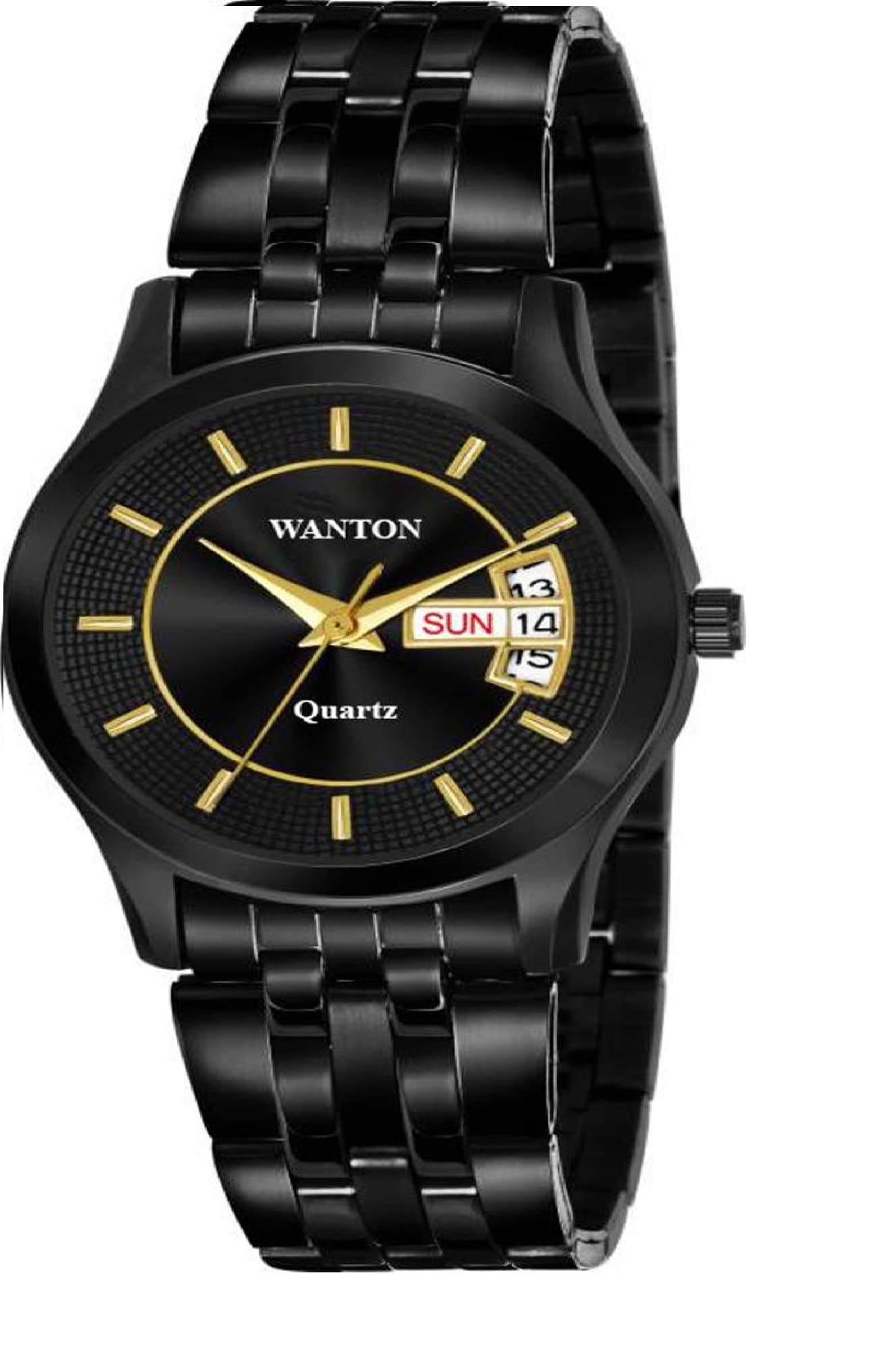 WANTONMen's Stylist Hand Watch Dial Colour Black Bezel Material Stainless Steel Case Shape Round Band Material Stainless Steel Wrist Watch.(P_C_B_1017)