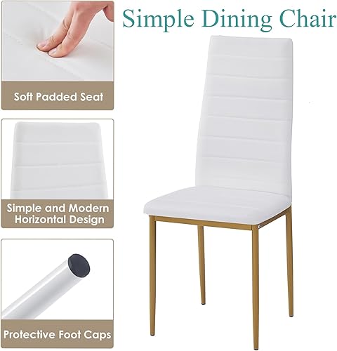 Miniatura 10 de Juego de 4 sillas de comedor, sillas de cocina, sillas laterales sin brazos para sala de estar, juego de 4 con marco de metal y patas