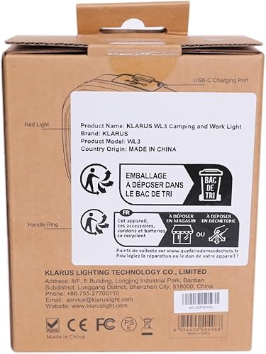 Miniatura 9 de klarus WL3 - Luz de trabajo magnética para campamento, 1500 lúmenes altos, 13500 mAh de alta capacidad, 6 modos de luz, luces LED portátiles