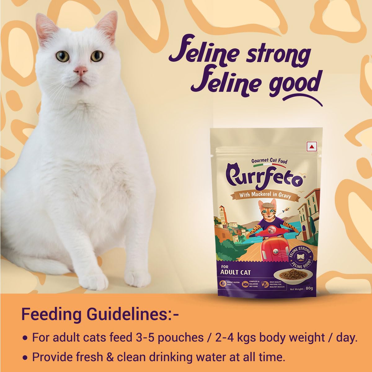 Purrfeto Adult Wet Cat Food | Mackerel in Gravy |80 GMS, Pack of 48| Gluten Free | Supports Hydration | Highly Palatable 4