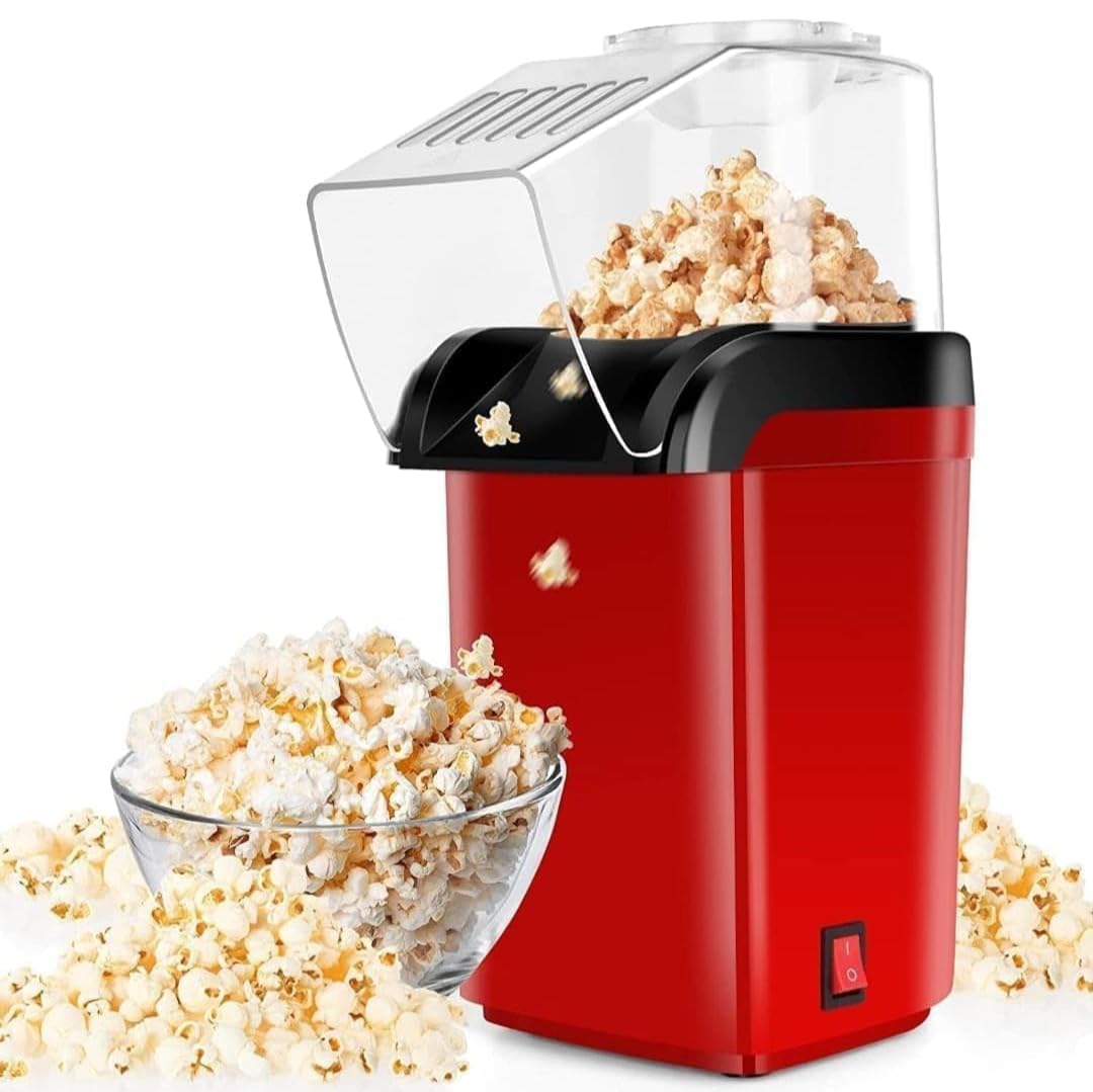 Winktron Electric Popcorn Maker Machine for Home, Oil-Free Hot Air Popcorn Maker, 1200W Healthy Snack Maker with Transparent Lid, One-Touch Operation for Kids & Family Movie Nights (Red)-image-35