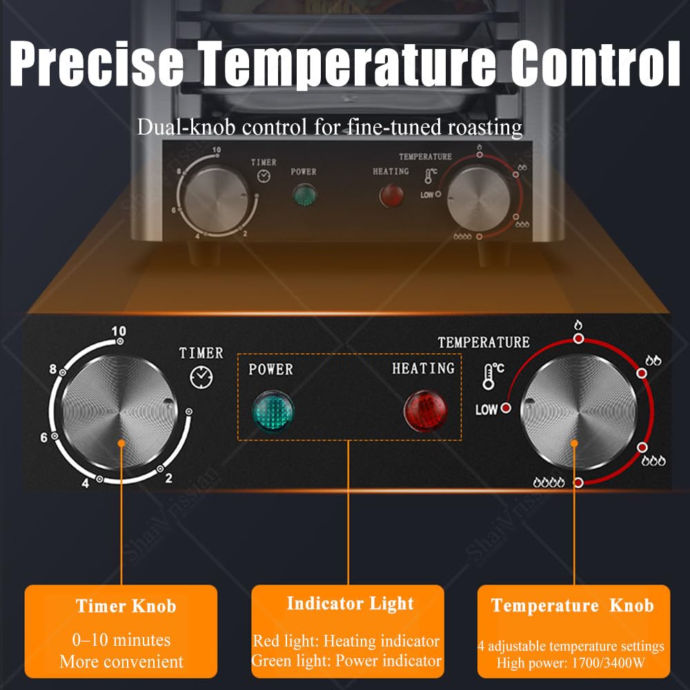 1700w Parrilla para Bistec con Cocción Interior Sin Humo 01 | Asador Eléctrico,800℃ Máximo,Bandeja Y Parrilla,Acero Inoxidable,Para Cocina,Restaurante,Cafetería,Bar