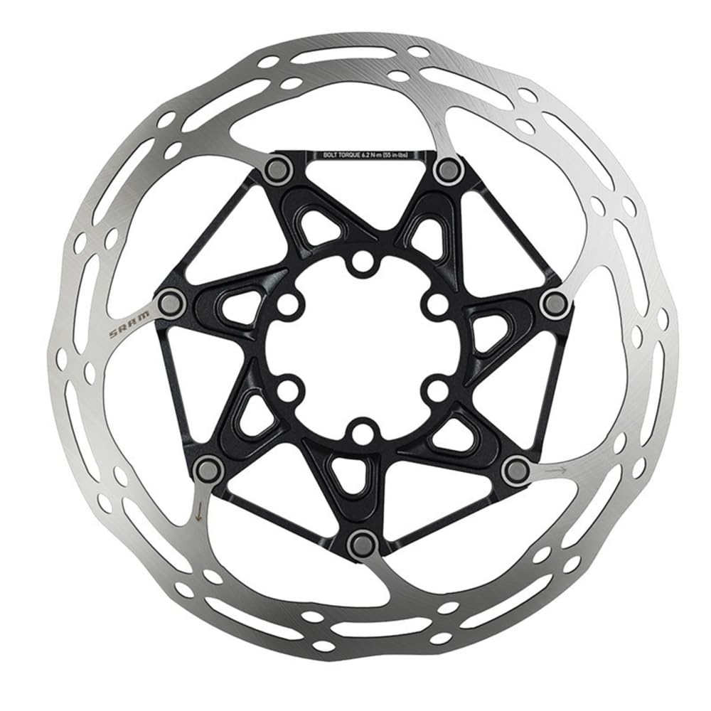 Sram (140 Mm, ) Rotor Centerline 2 Piece Includes Steel Rotor Bolts Rounded 6 Bolt Black