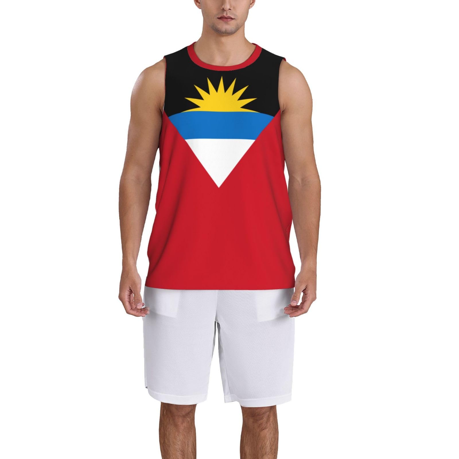 Antigua and Barbuda Flag Basketball Jersey Sports Jerseys for Men Running Fitness Training Sleeveless T Shirt