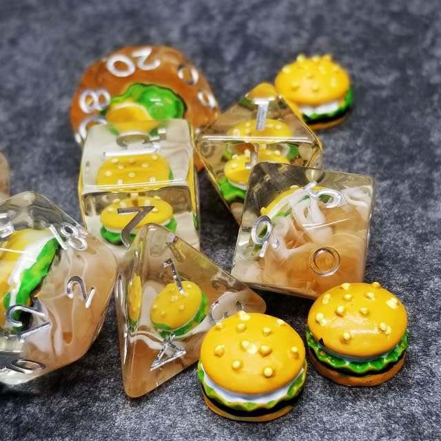 Miniatura 8 de Sage's Portal Familiars and Reagents - Juego de dados poliédricos de resina para Dungeons and Dragons RPG de mesa TTRPG (Hamburguesa)