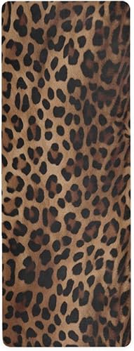 Tapete de yoga con estampado de leopardo, antideslizante, de goma natural, para entrenamiento en casa, gimnasio, estiramiento, pilates, con bolsa de