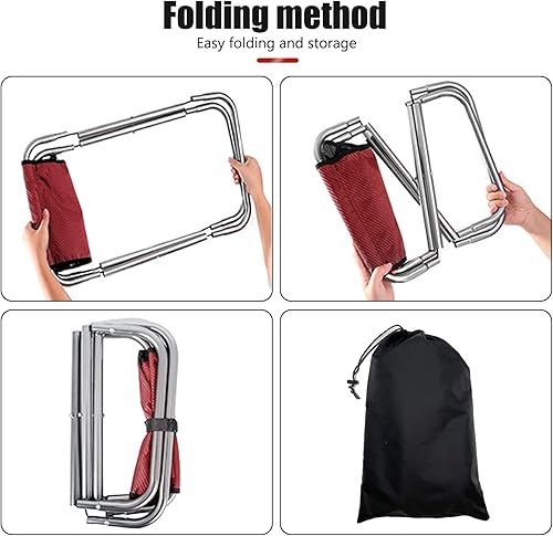 Miniatura 6 de Taburete de camping, taburete plegable portátil tamaño XXL, taburete de camping para adultos soporta hasta 240 libras