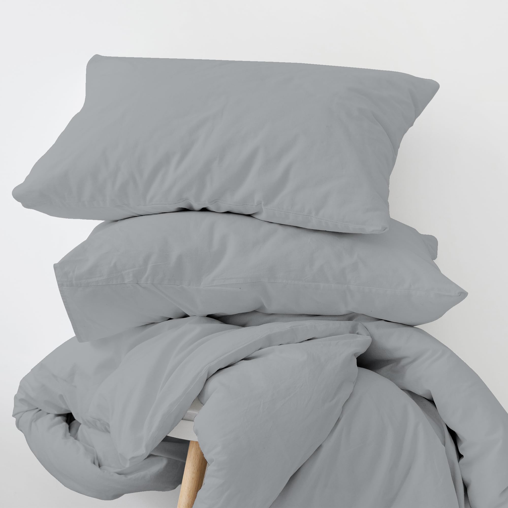 The Cotton Exchange Manchester 100% Cotton King Duvet Cover Sets 230x220 cm, Light Grey - Image 3