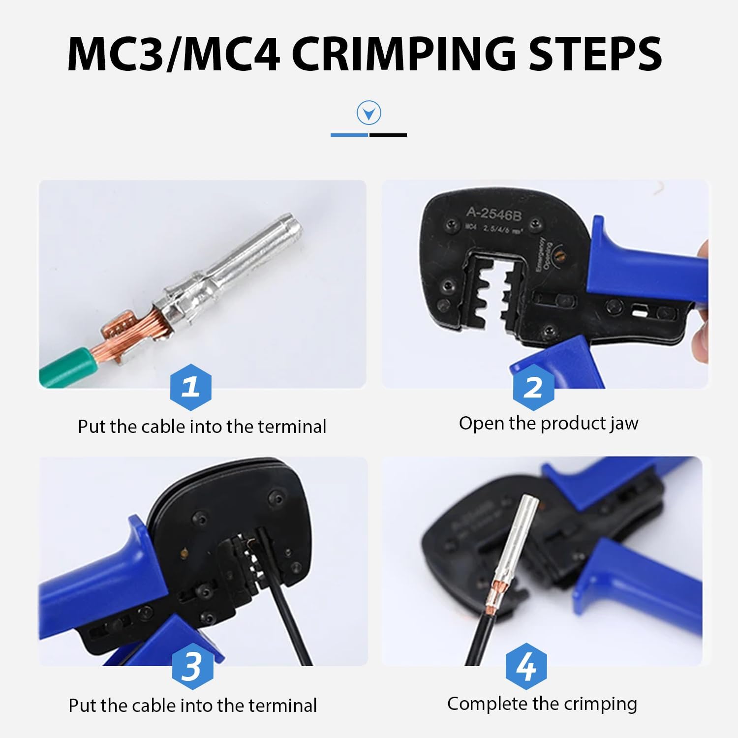 MC4 Crimpwerkzeuge Solar Crimpwerkzeuge Crimper mit Abisolier- und Schneidfunktion für Solarpanel PV-Kabel (26-10AWG)