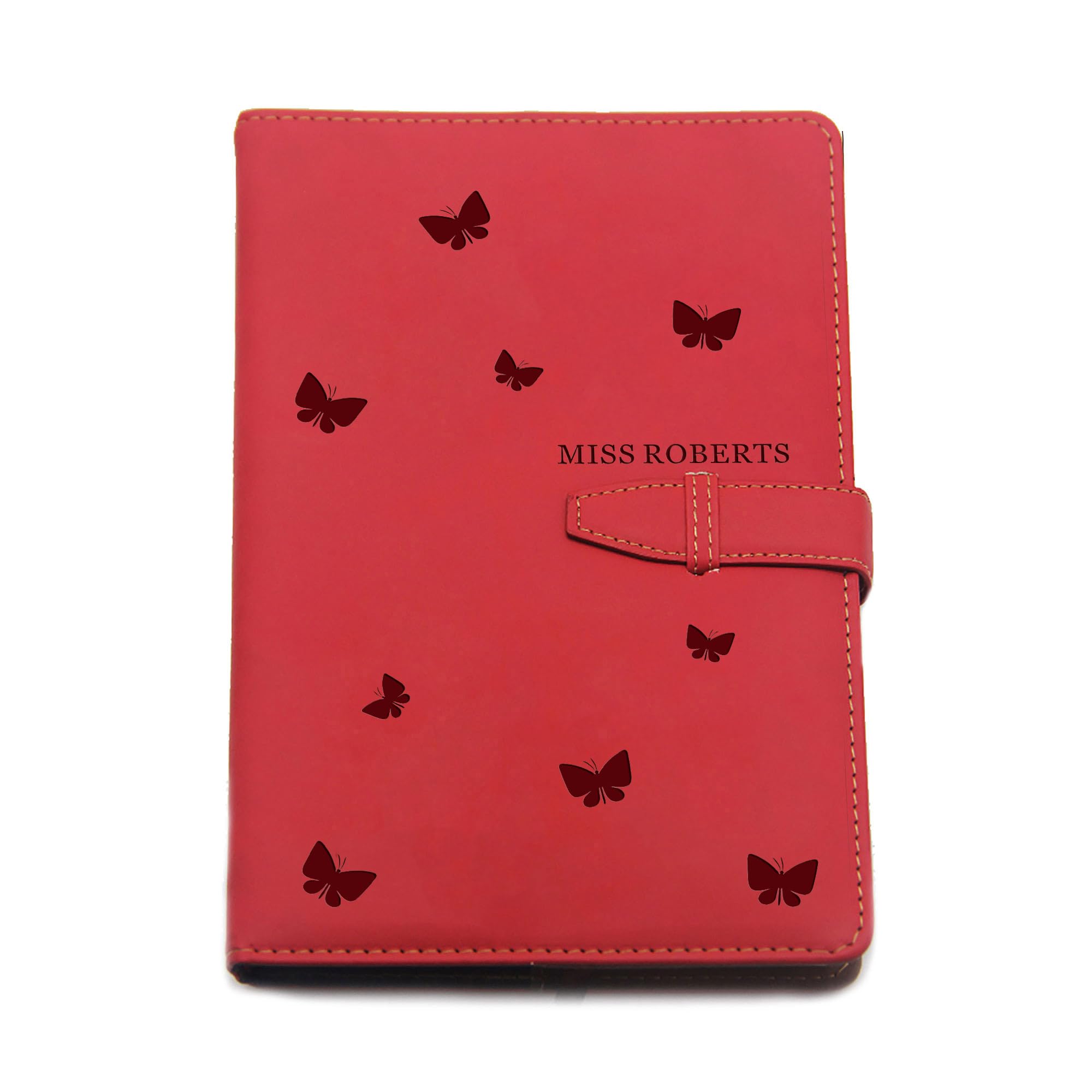 EDSG Personalised Notebook A5 Journal Notebook Diary Leather Notebook Teacher Gifts for Women Men Diary Gift for Graduation Teacher Gifts Appreciation Gifts End of Term Gifts(Red, Design 2)