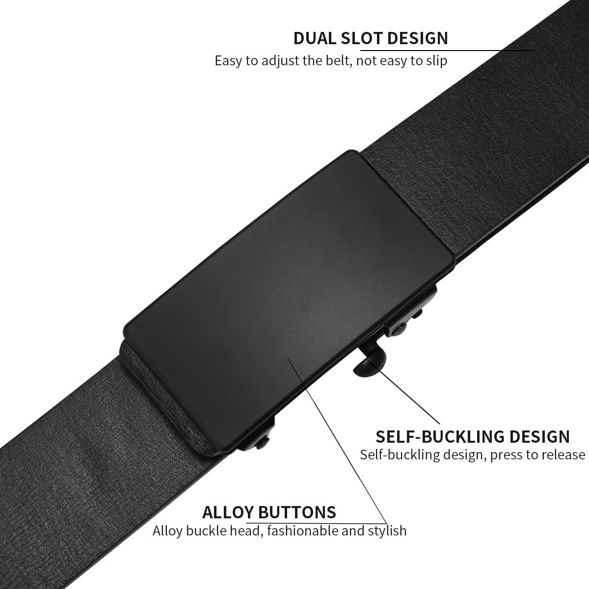 Yeuyyben Cinturón de piel auténtica sin dientes con hebilla automática para hombre, cinturón de negocios para jóvenes