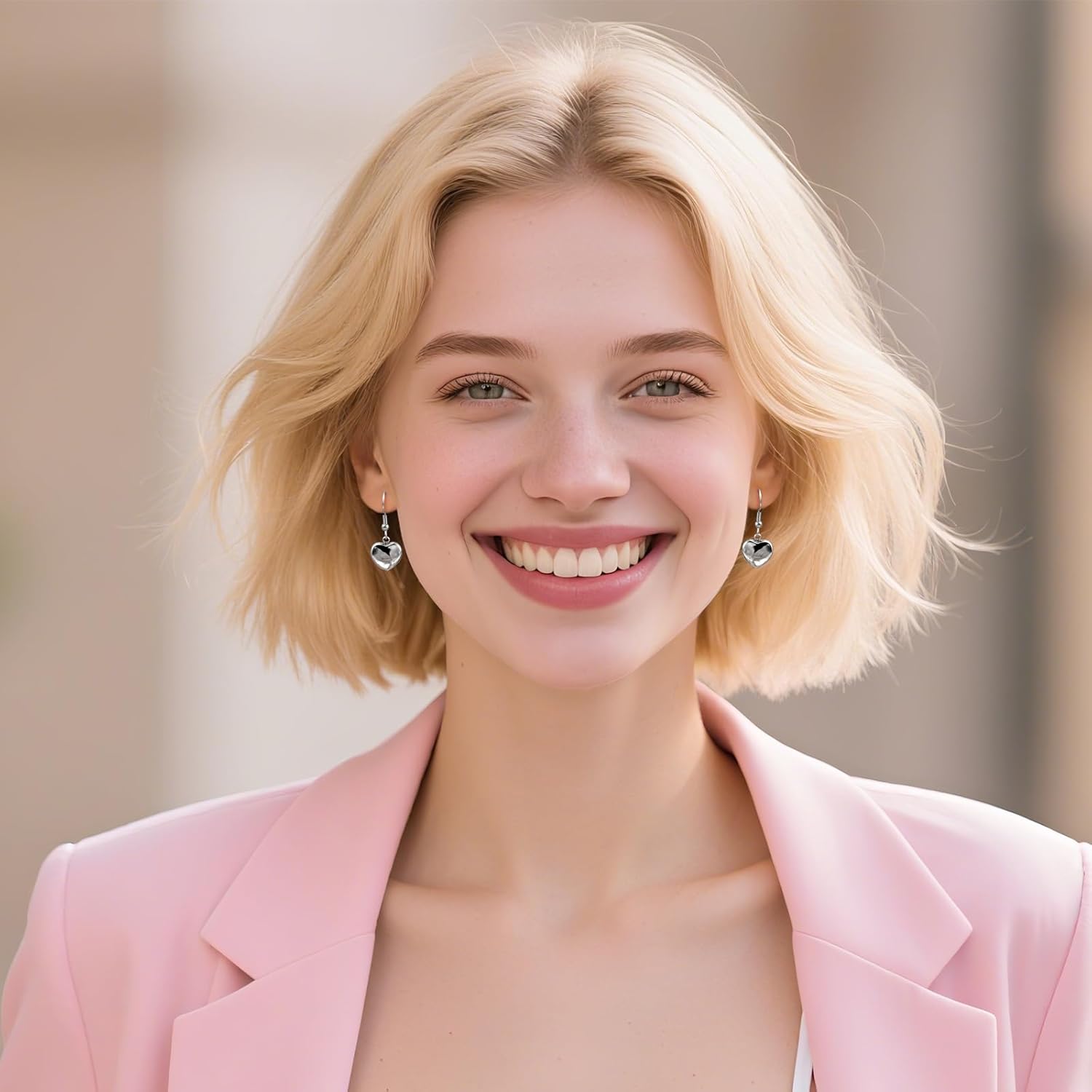 Silver Heart Dangle Earrings for Women Love Drop Earrings Dangling for Cute Jewelry - Image 3