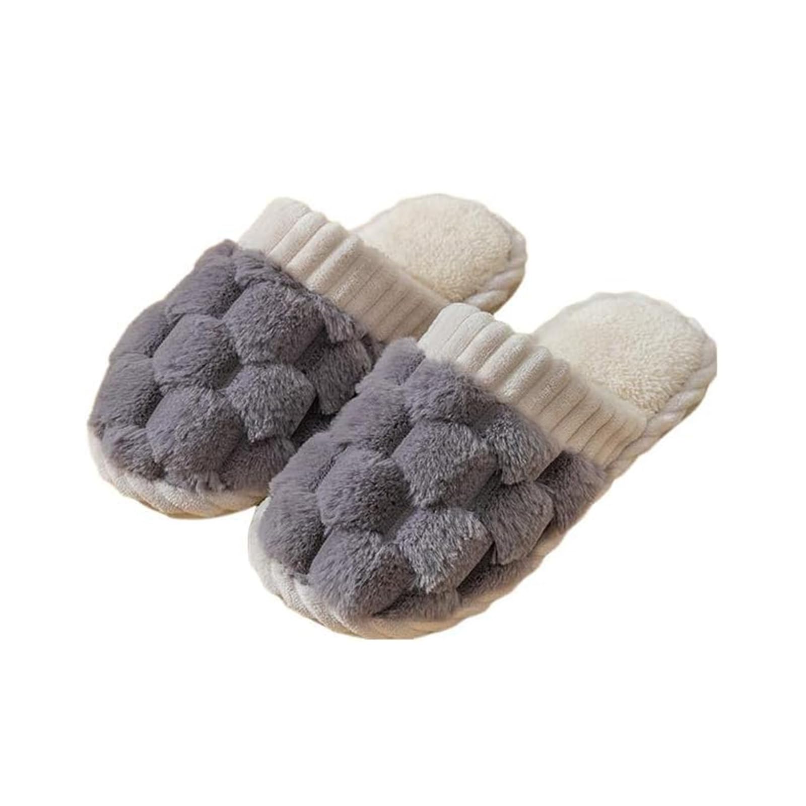 Fluffy House Slippers Women Closed Toe Fuzzy Plush Slippers Comfortable Lightweight Warm Winter Shoes Cute Indoor Slipper for