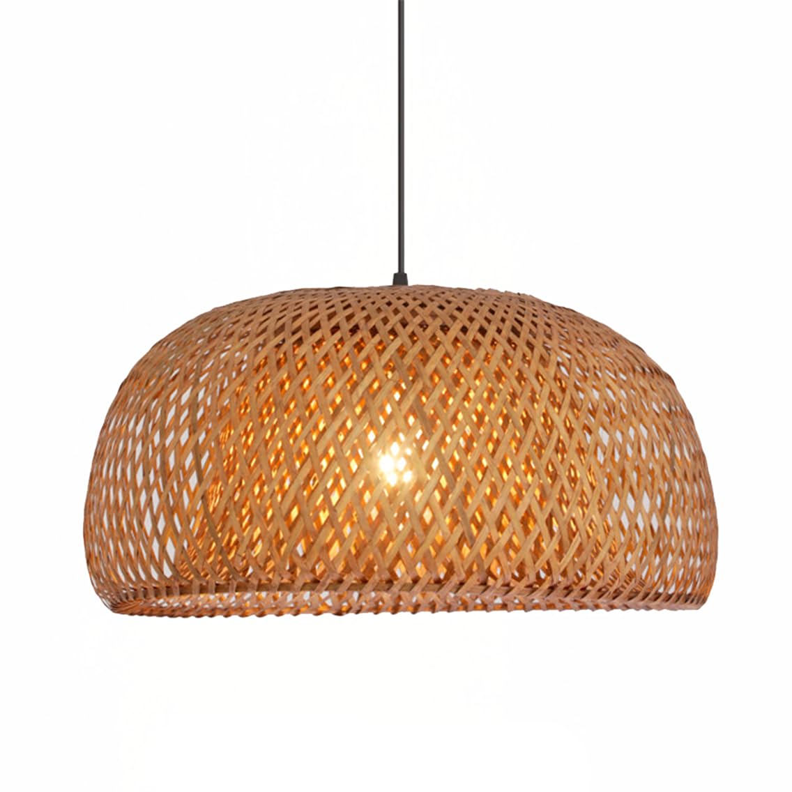CSSYKV Beige Wicker Lampshade Farmhouse Coastal Pendant Lights Bird's Nest Weave Design Boho Wicker Bamboo Basket Fixtures Natural Rattan Lights for Restaurant Living Room Hallway Bedroom