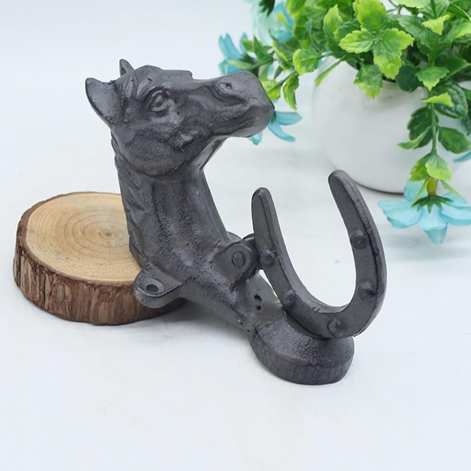 Horses Door Knocker for Wooden Door, Handmade Antiqued Cast Iron Garden Gate Knocker, Furniture Pull Handle, Farmhouse Decor
