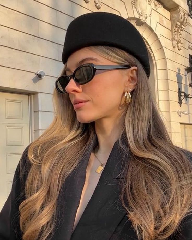 90s Sunglasses for Women Men Retro Small Oval Sunglasses - Image 2