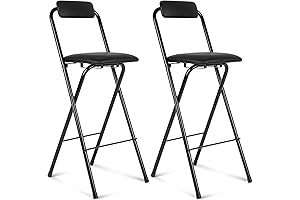 Thyle Folding Bar Stool with Backrest: Foldable, Padded, Portable Tall Bar Stool for Any Occasion
