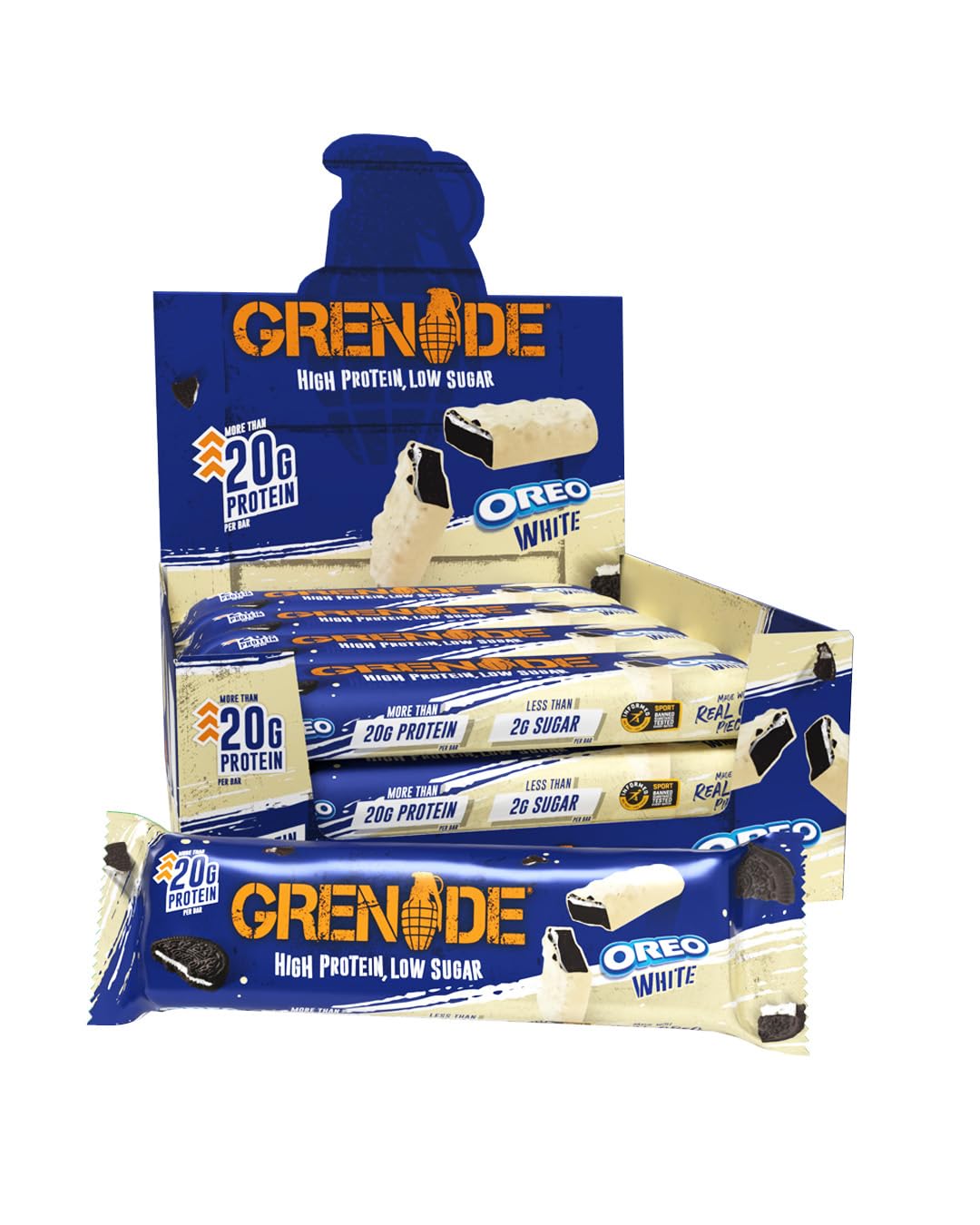 Grenade OREO White Protein Bar - High Protein, Low Sugar, 12 x 60 g