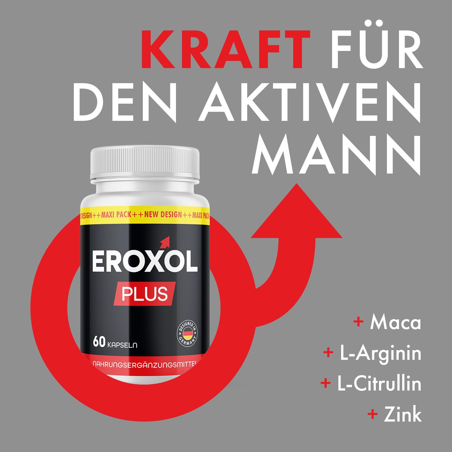 Eroxol Plus Kapseln | für mehr Leidenschaft | für aktive Männer | 60 Kapseln Inhalt