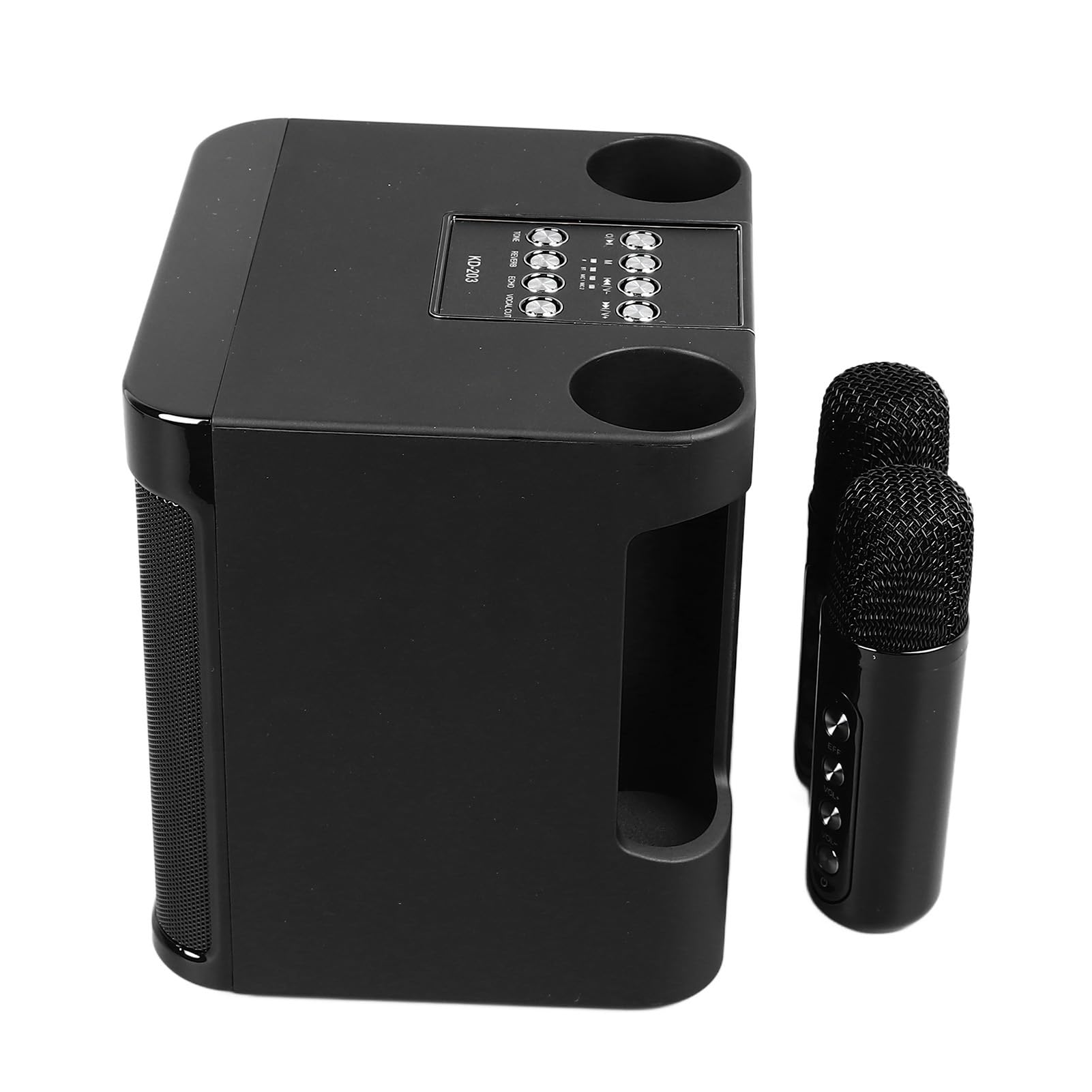 Wakects Altoparlante Karaoke Portatile con 2 Microfoni, Mini Macchina Karaoke con Subwoofer Integrato per Feste in Casa e Campeggio