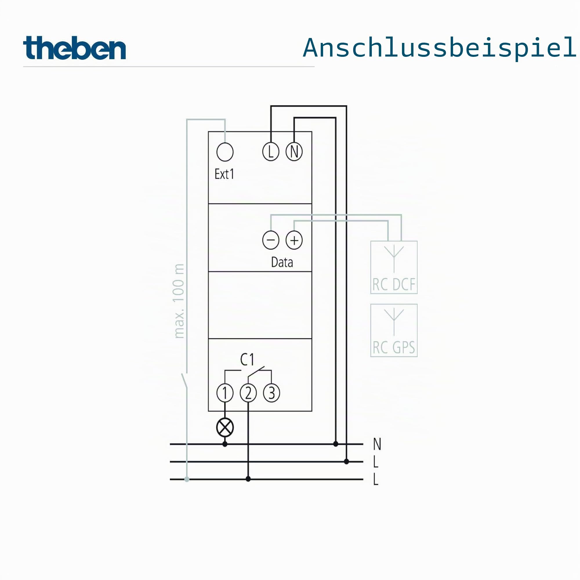 Theben 1710330 SELEKTA 171 top3 RC Astro-Zeitschaltuhr 1-Kanal digital App | Wochenprogramm, 84 Speicherplätze, 10 Jahre Gangreserve, Antenne anschließbar, 1 min, 600 W LED, 800 A/200 µs, ext. Eingang