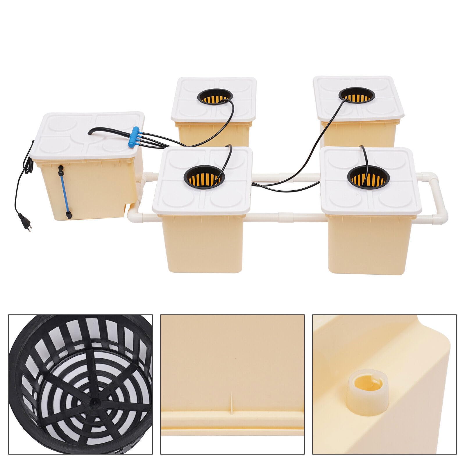 de Cultivo hidropónico de 11 L, Materiales PP y, Kit de Cultivo hidropónico para jardín Interior, Kit de Cultivo hidropónico con 5 Cubos, Bomba de Agua