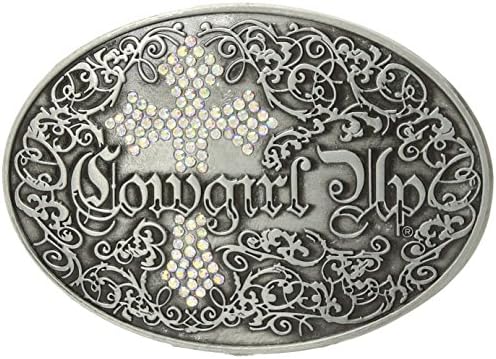 Buckle Rage Womens Southern Girl Cowgirl Up Cross Belt Buckle Aurora Borealis
