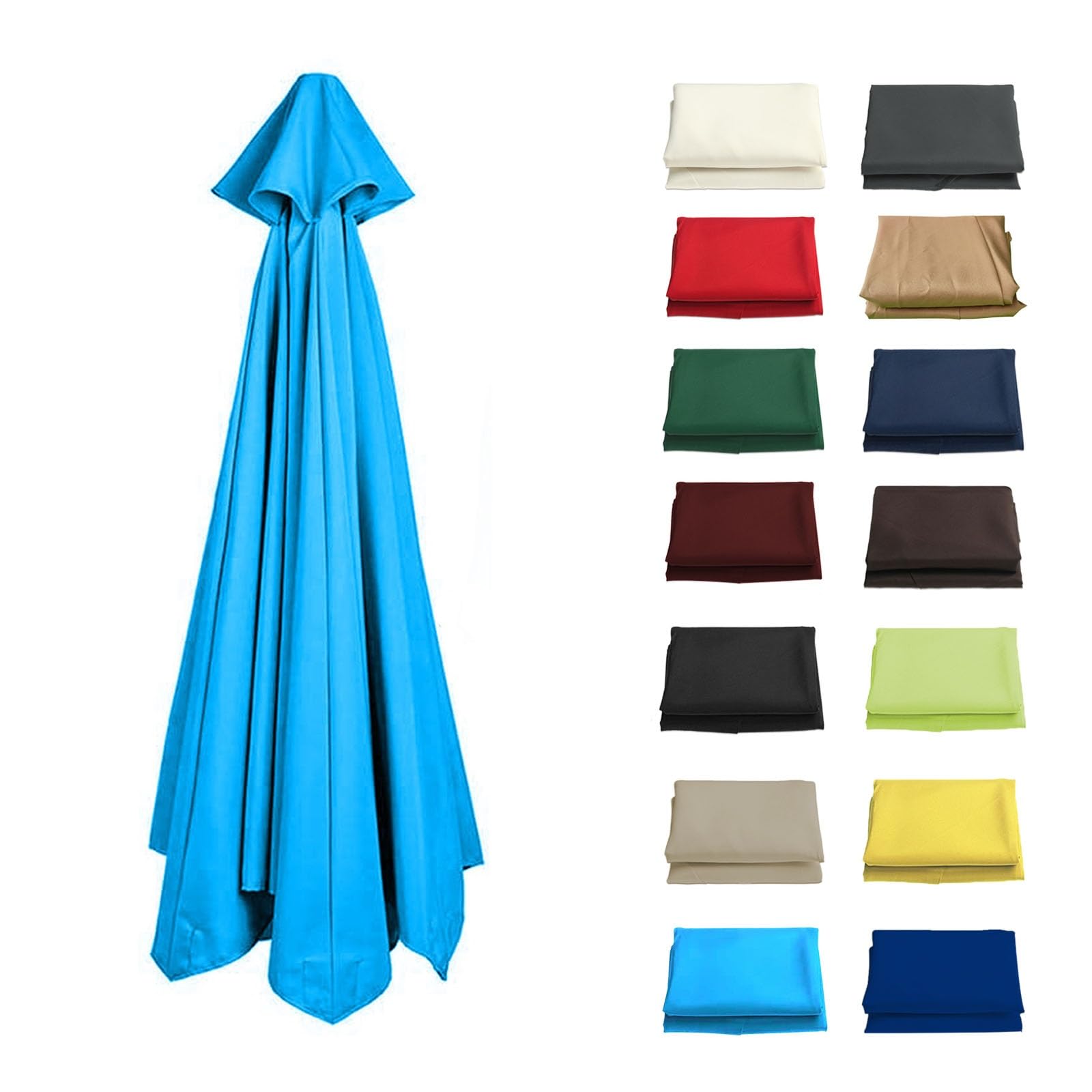 6/8 Arms Umbrella Replacement Cloth, UV50+, Replacement Parasol Fabric Canopy 200/270/300cm, Umbrella Canopy Replacement Cloth, Waterproof Anti-Ultraviolet(Color:Lake blue,Size:6 ribs-2.7m(8.8ft)) — image 1