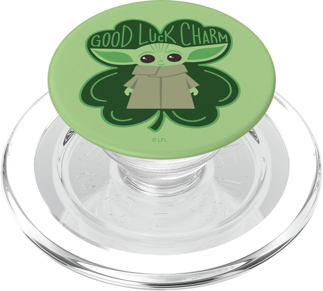 The Mandalorian The Child Good Luck Charm Green Shamrock PopSockets MagSafe PopGrip for iPhone