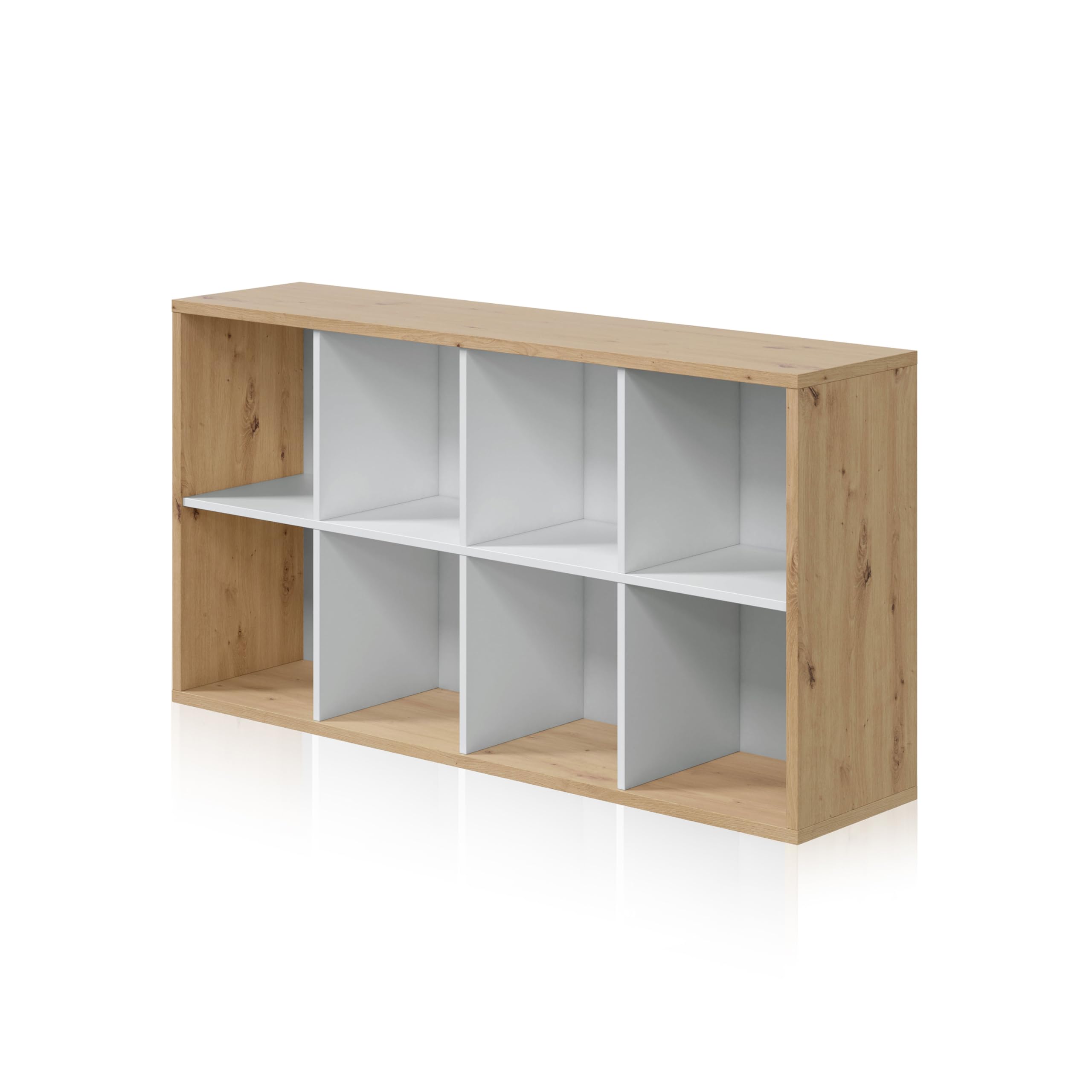 Habitdesign Estantería Librería Cubos, Modelo Noa, Acabado Roble Nodi y Blanco Artik, Medidas: 137 cm (Alto) x 71,5 cm (Ancho) x 33 cm (Fondo)