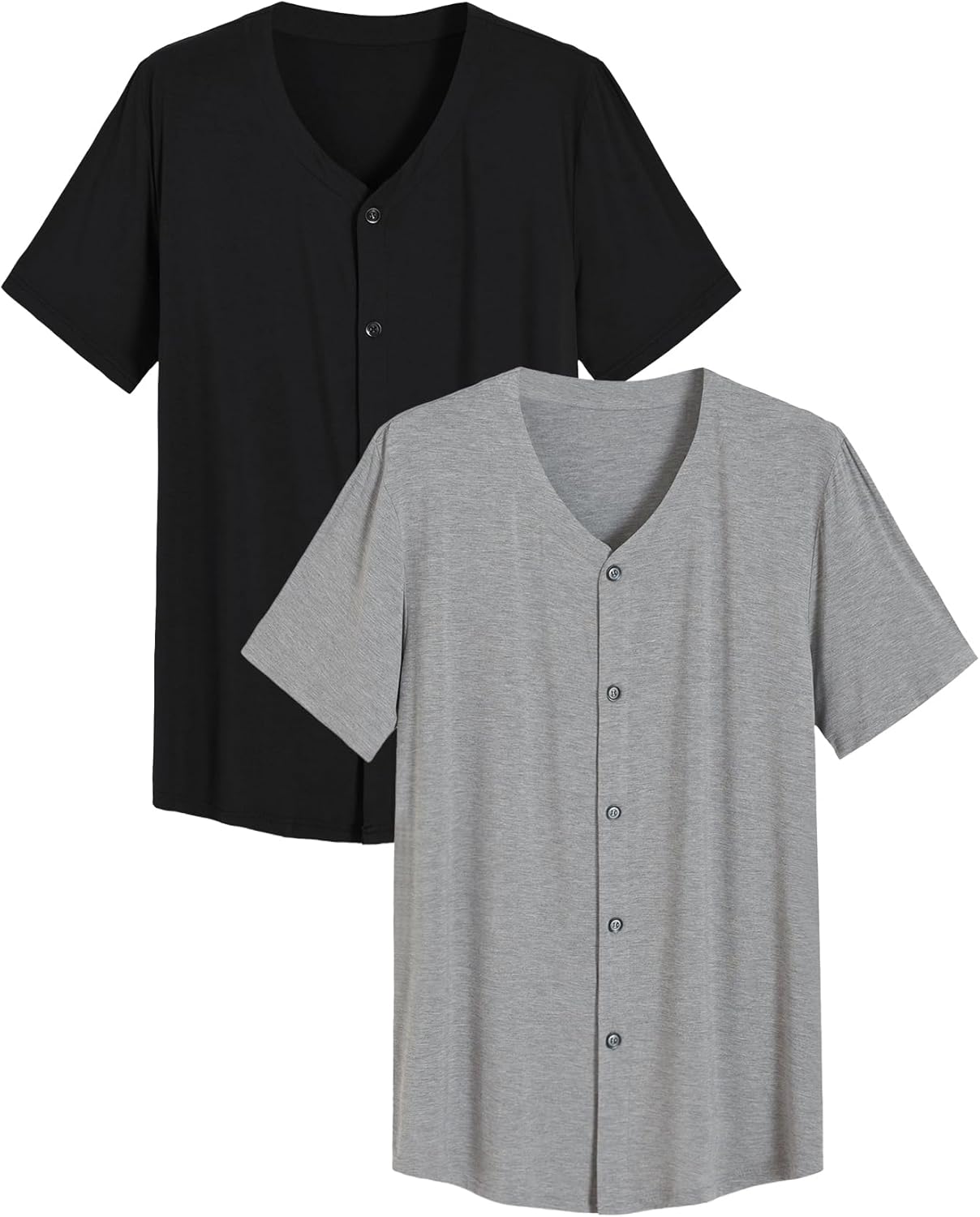 Latuza Men's Big and Tall Pajama Shirt Bamboo Viscose Button Up Pj Top 2 Pack