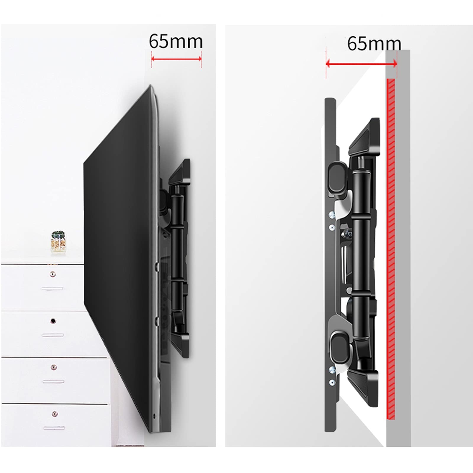 tv Stand La rotazione dell'inclinazione dell'estensione di movimento a movimento completo per la maggior parte dei TV a 37-80 pollici, regolabile TV Staffa a parete con max VESA 60. 0x400mm fino a 127