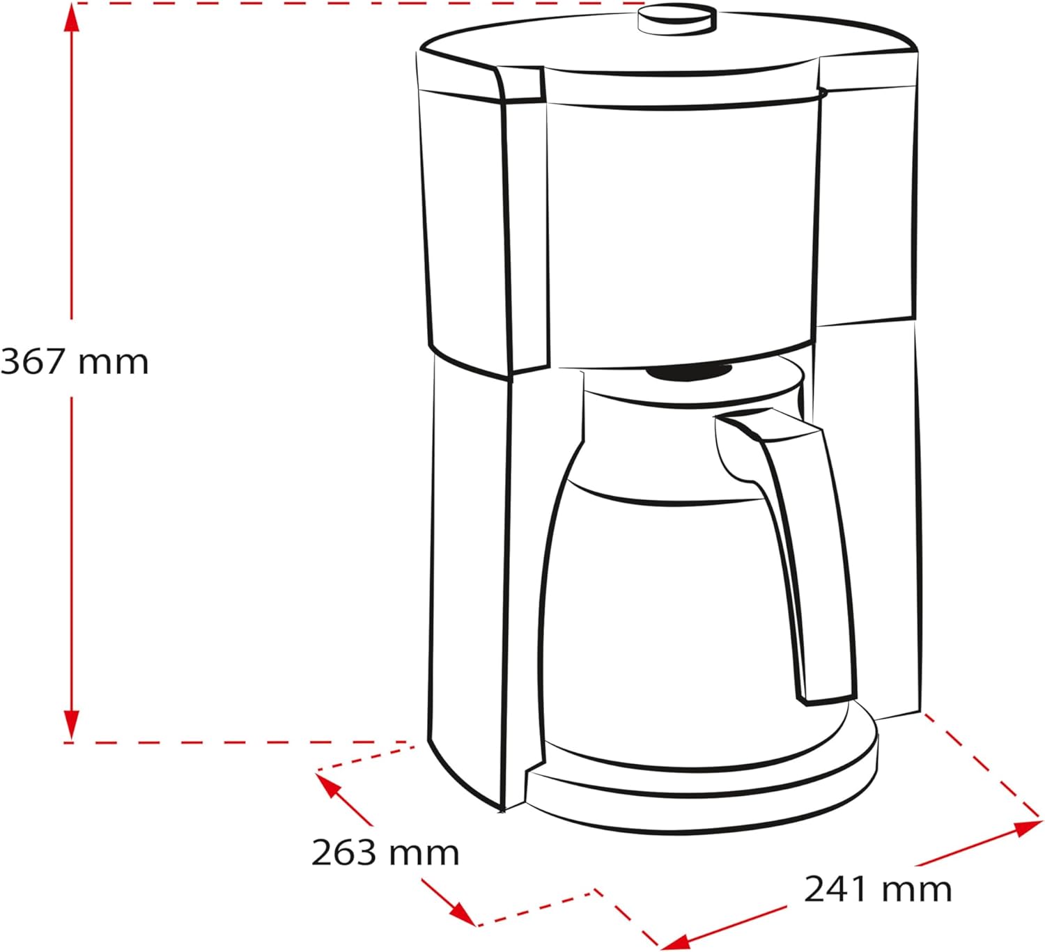 Melitta Look V Timer Dimensions Diagram