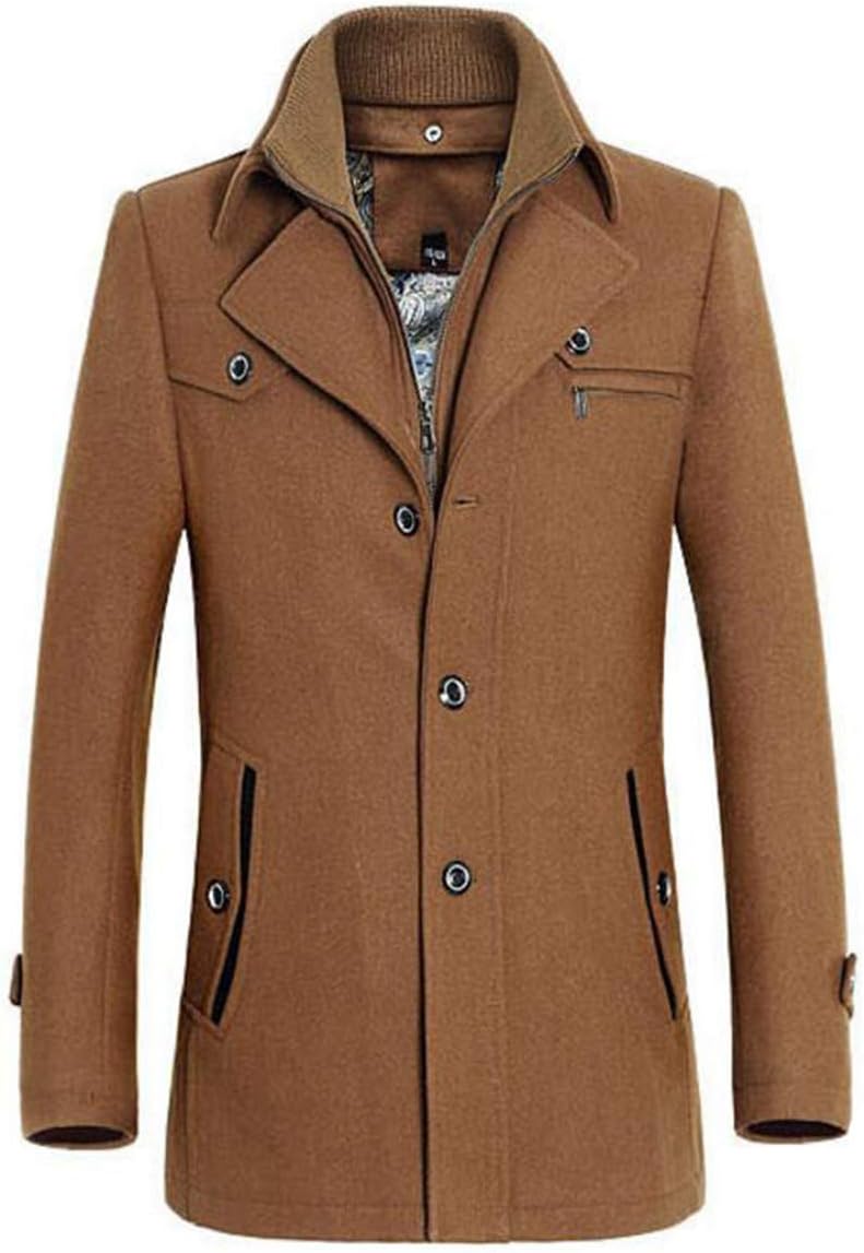 PRIJOUHE Men's Wool Coat Winter Coat Slim Medium Long Coats Overcoat Male - Image 2